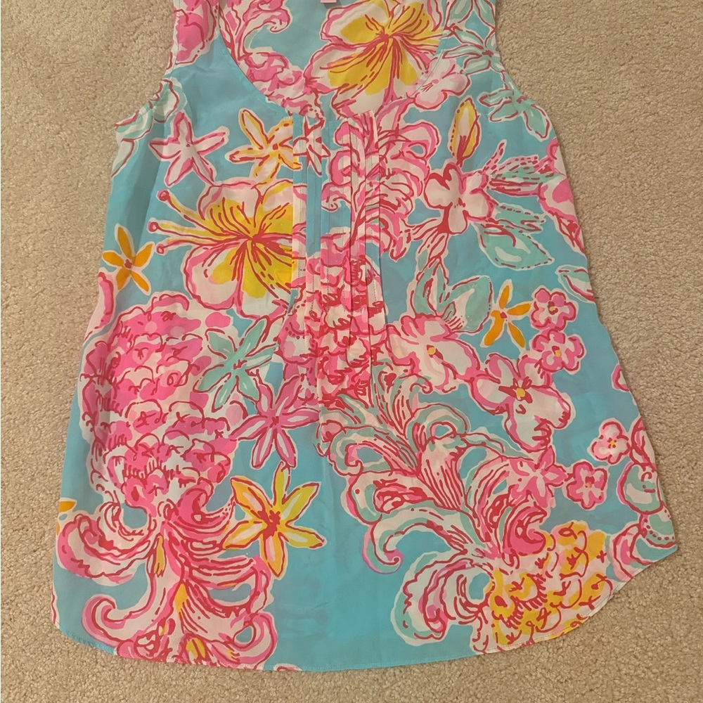 Lilly Pulitzer Silk Scoop Neck Sleeveless Top
